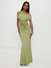 Sheer Green Strapless Maxi Dress Green / S