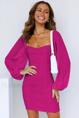 She’s Angelic Stylish Ruched Mini Dress S / Fuchsia