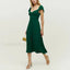 Short Sleeve Slit Floral Dress green / S