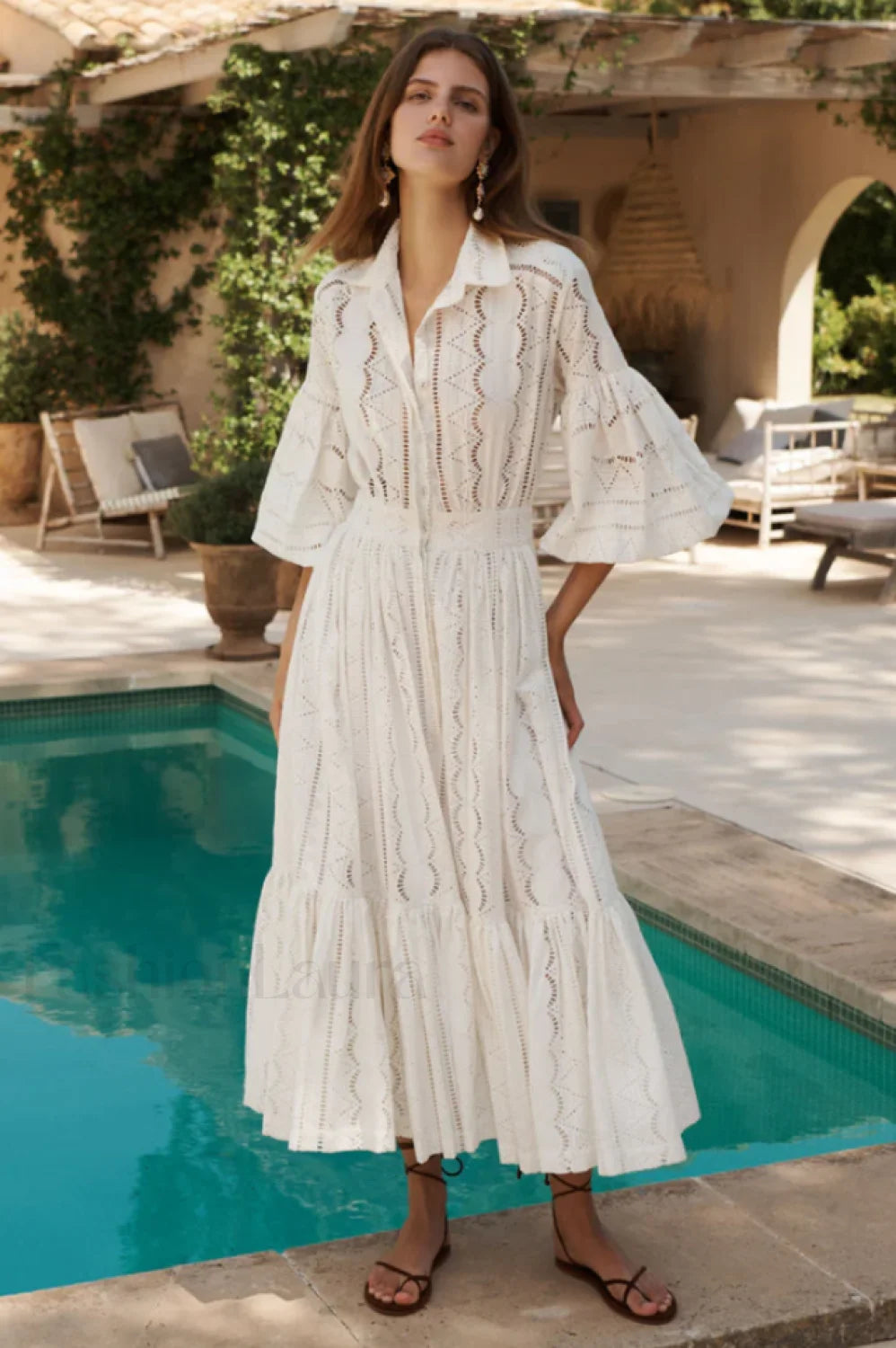 Sienna Tiered Broderie Charming Anglaise Midi Dress