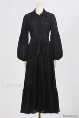 Sienna Tiered Broderie Charming Anglaise Midi Dress S / Black