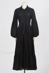 Sienna Tiered Broderie Charming Anglaise Midi Dress S / Black