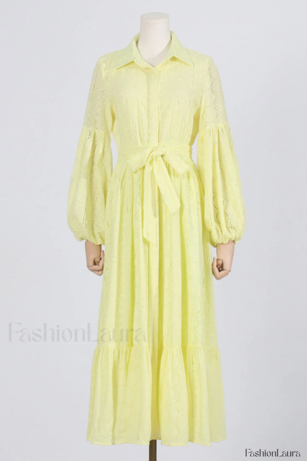 Sienna Tiered Broderie Charming Anglaise Midi Dress S / Buttercup