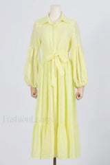 Sienna Tiered Broderie Charming Anglaise Midi Dress S / Buttercup