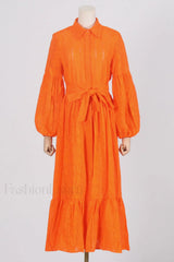 Sienna Tiered Broderie Charming Anglaise Midi Dress S / Tangerine