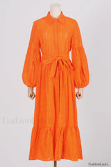 Sienna Tiered Broderie Charming Anglaise Midi Dress S / Tangerine