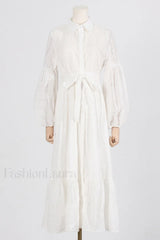 Sienna Tiered Broderie Charming Anglaise Midi Dress S / White