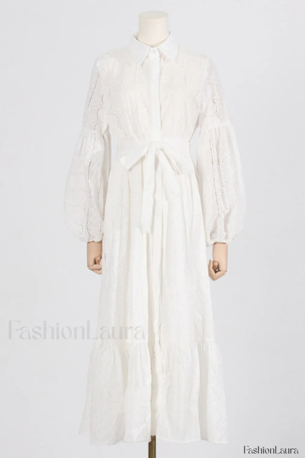 Sienna Tiered Broderie Charming Anglaise Midi Dress S / White