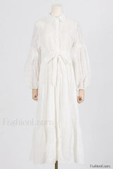 Sienna Tiered Broderie Charming Anglaise Midi Dress S / White