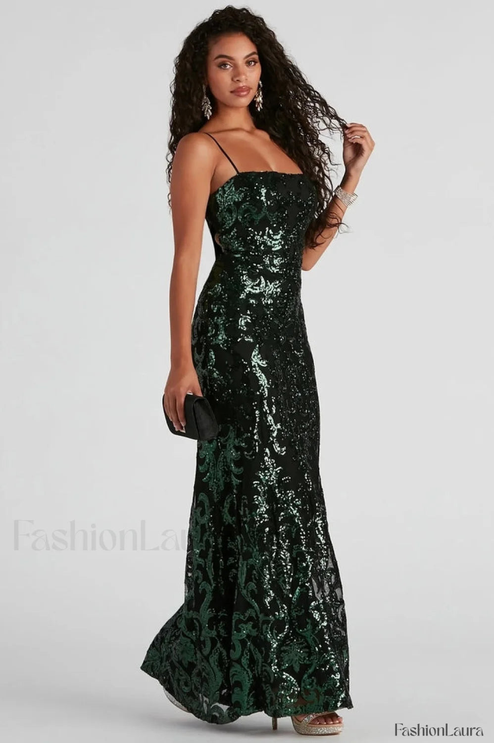 Sima Baroque Stylish Sequin Maxi Dress