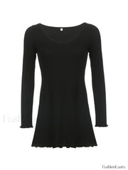 Simple Knitted Long Sleeve Mini Dress Mini Dresses
