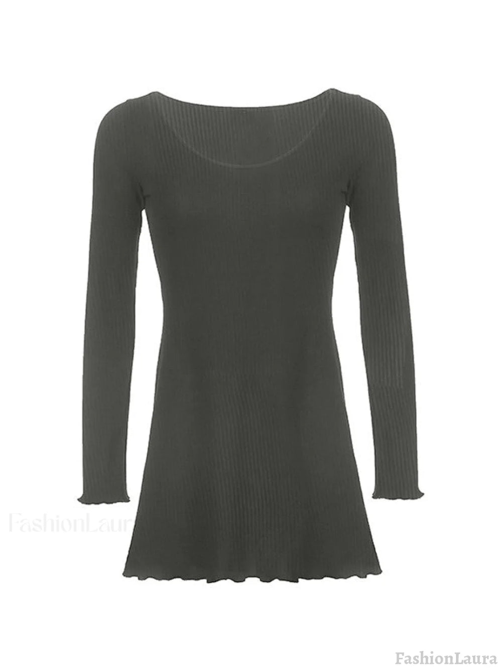 Simple Knitted Long Sleeve Mini Dress Mini Dresses