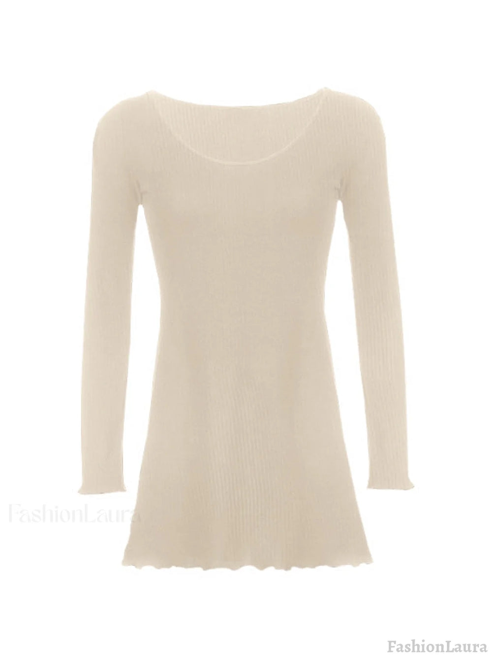 Simple Knitted Long Sleeve Mini Dress Mini Dresses