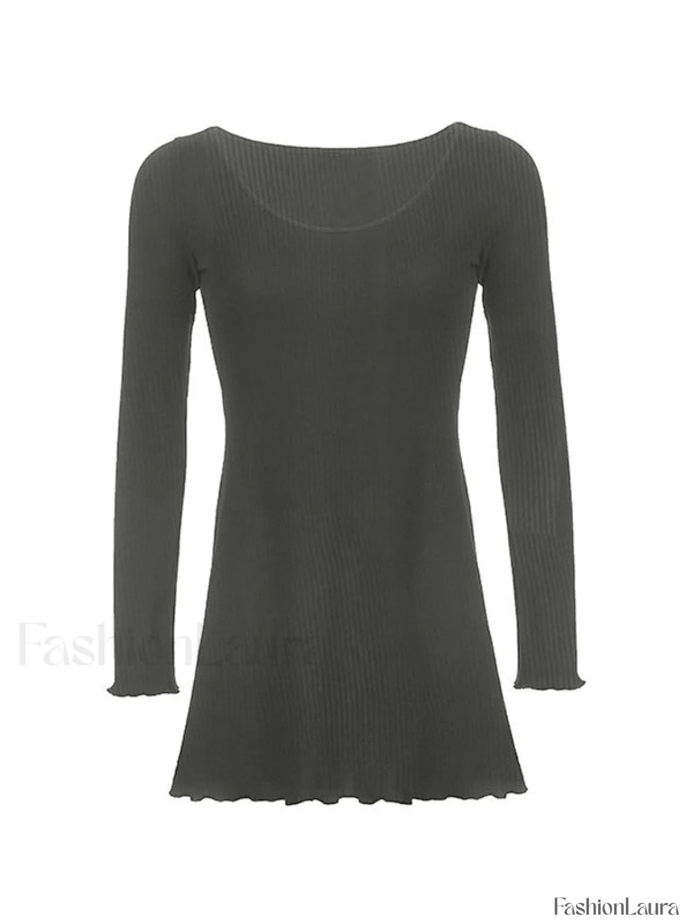 Simple Knitted Long Sleeve Mini Dress Mini Dresses