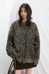 Single Breasted Leopard Print Cardigan