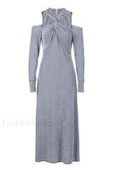 Sinh Midi Dress Charming In Double Jersey Knit S / Smoky Gray