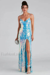 Skylar Sequin Stylish A Line Formal Dress S / Light Blue