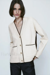 Slim Fit Patchwork Knit Cardigan