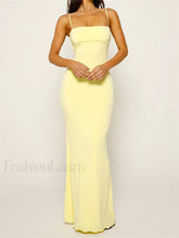 Slim Square Backless Maxi Dress yellow / S