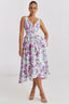 Slimming V Neck Midi Floral Dress Purple / S