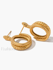 Snake Charming Shape Earrings Gold / One Size Earrings