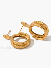 Snake Charming Shape Earrings Gold / One Size Earrings