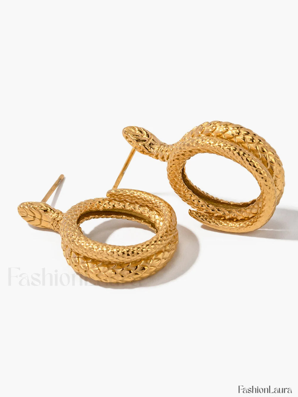 Snake Charming Shape Earrings Gold / One Size Earrings