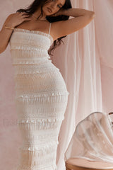 Solana Ivory Sequin Charming Pleat Maxi Dress