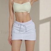 Solid Drawstring Bodycon Skirt WHITE / S