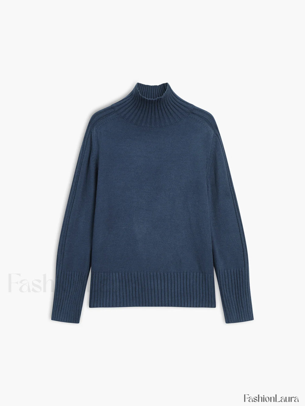 Solid High Neck Knit Sweater Sweaters