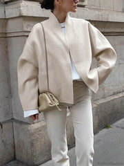 Solid Stand Graceful Collar Coat Apricot / XS Wool Coats