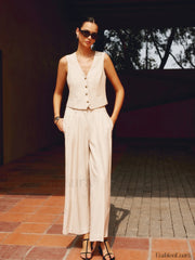 Solid Suit Graceful Straight Leg Pants Pants