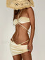 Solid Thong Bikini Set Beige / S