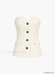 Solid Tube Top With Modern Wide Leg Pants Set Pant Sets