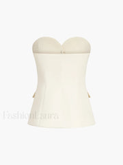 Solid Tube Top With Modern Wide Leg Pants Set Pant Sets