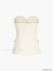 Solid Tube Top With Modern Wide Leg Pants Set Pant Sets