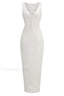 Sophina English Embroidery Charming Deep V Maxi Dress XS / White