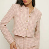Spliced Button Shorts Two Piece Set pink TOP / S