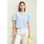 Spliced Mutton Sleeve T Shirt gray blue / S