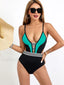 Spliced White Black Hollow Out One Piece Blue / S