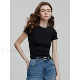 Spring New Casual Short Sleeve T Shirt Black / S