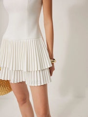 Square Neck Pleated Dress Dresses