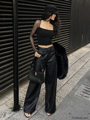 Square Neck Sheer Panel Crop T Shirt T Shirts