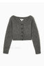 Standard Fit Wide Neck Cardigan Grey / S