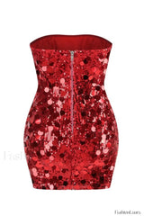 Stergiani Sequin Stylish Strapless Mini Dress