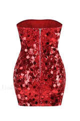 Stergiani Sequin Stylish Strapless Mini Dress