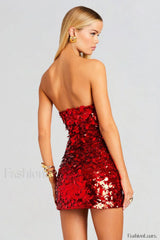 Stergiani Sequin Stylish Strapless Mini Dress
