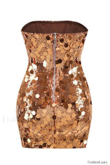 Stergiani Sequin Stylish Strapless Mini Dress
