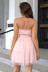 Strapless A Line Charming Tulle Homecoming Dress