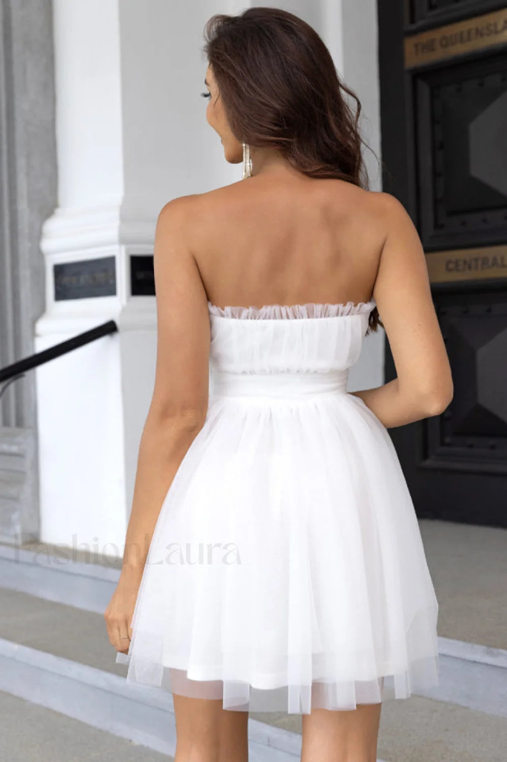 Strapless A Line Charming Tulle Homecoming Dress
